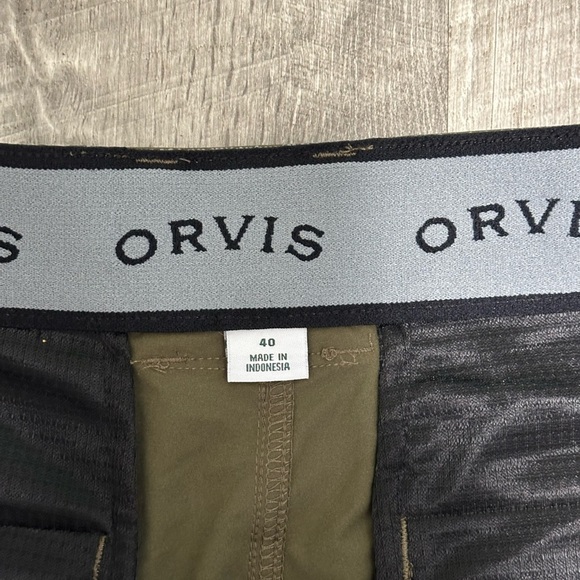 Men's ORVIS 40 XL Cargo Chino Khakis Shorts Olive Green Stretch Belted Flex NWOT - Picture 7 of 8